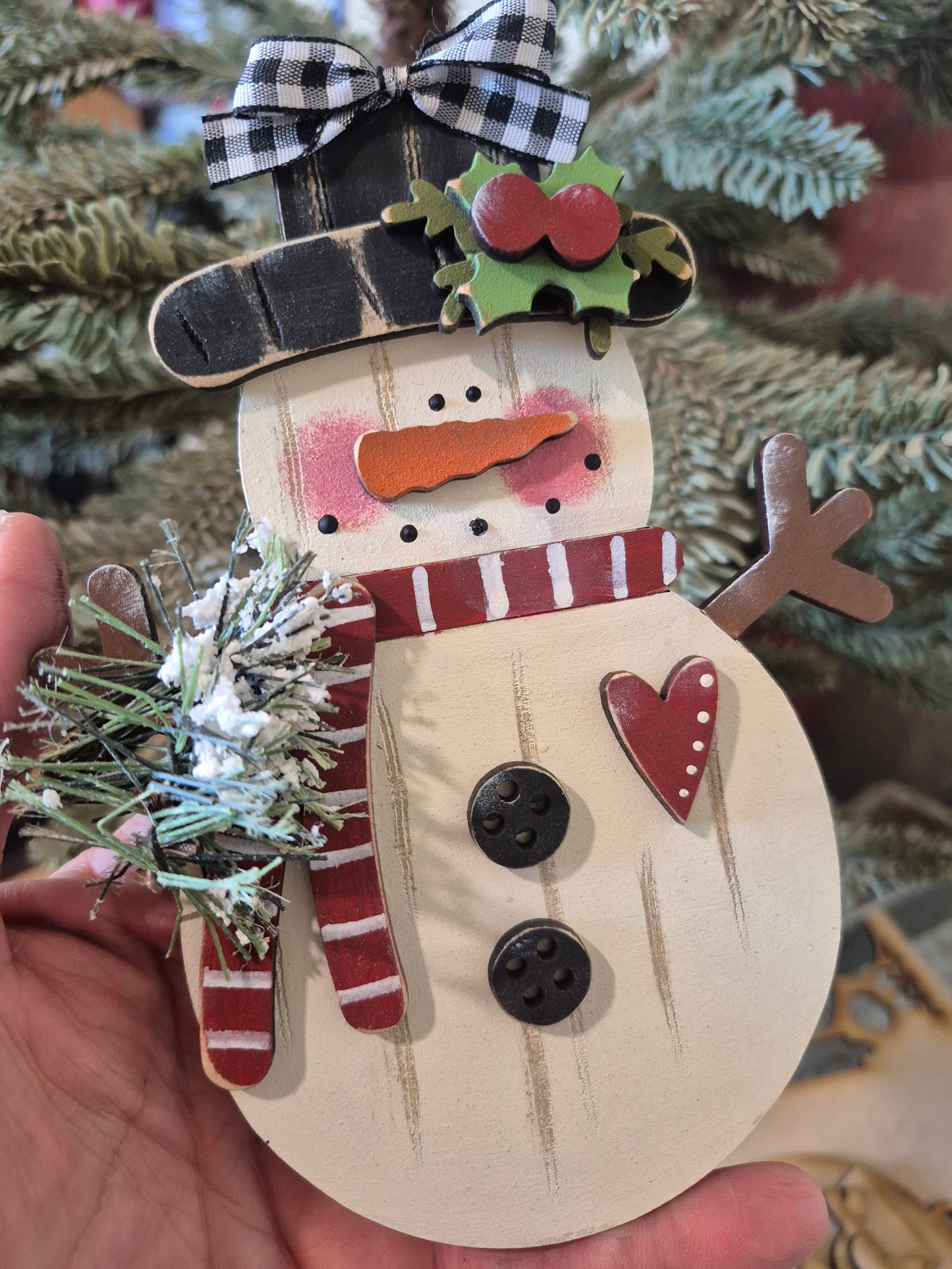 Prim Weathered Snowman Ornament DIY Wood Kit