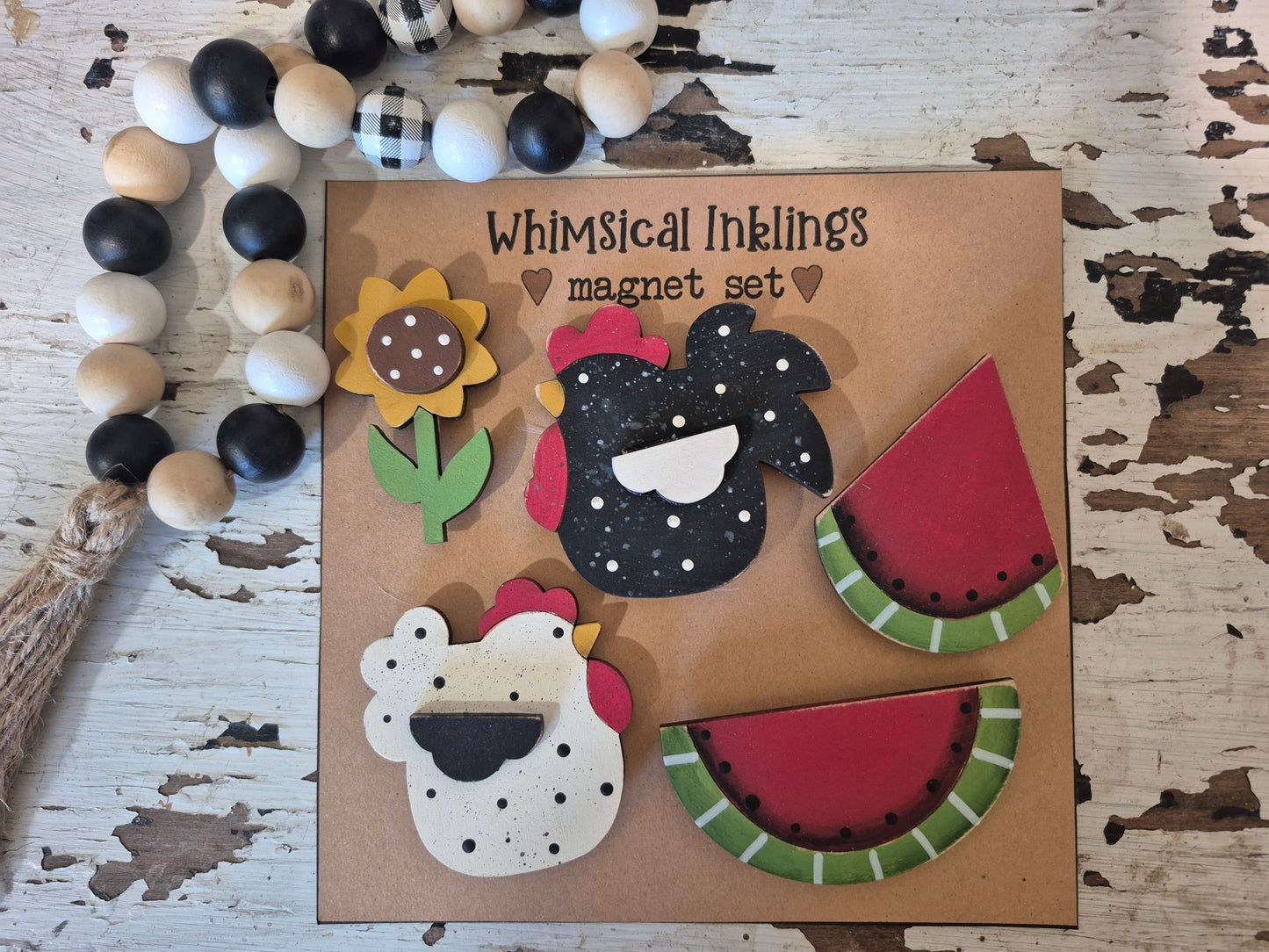 Watermelon Chicken Magnets Wood Kit