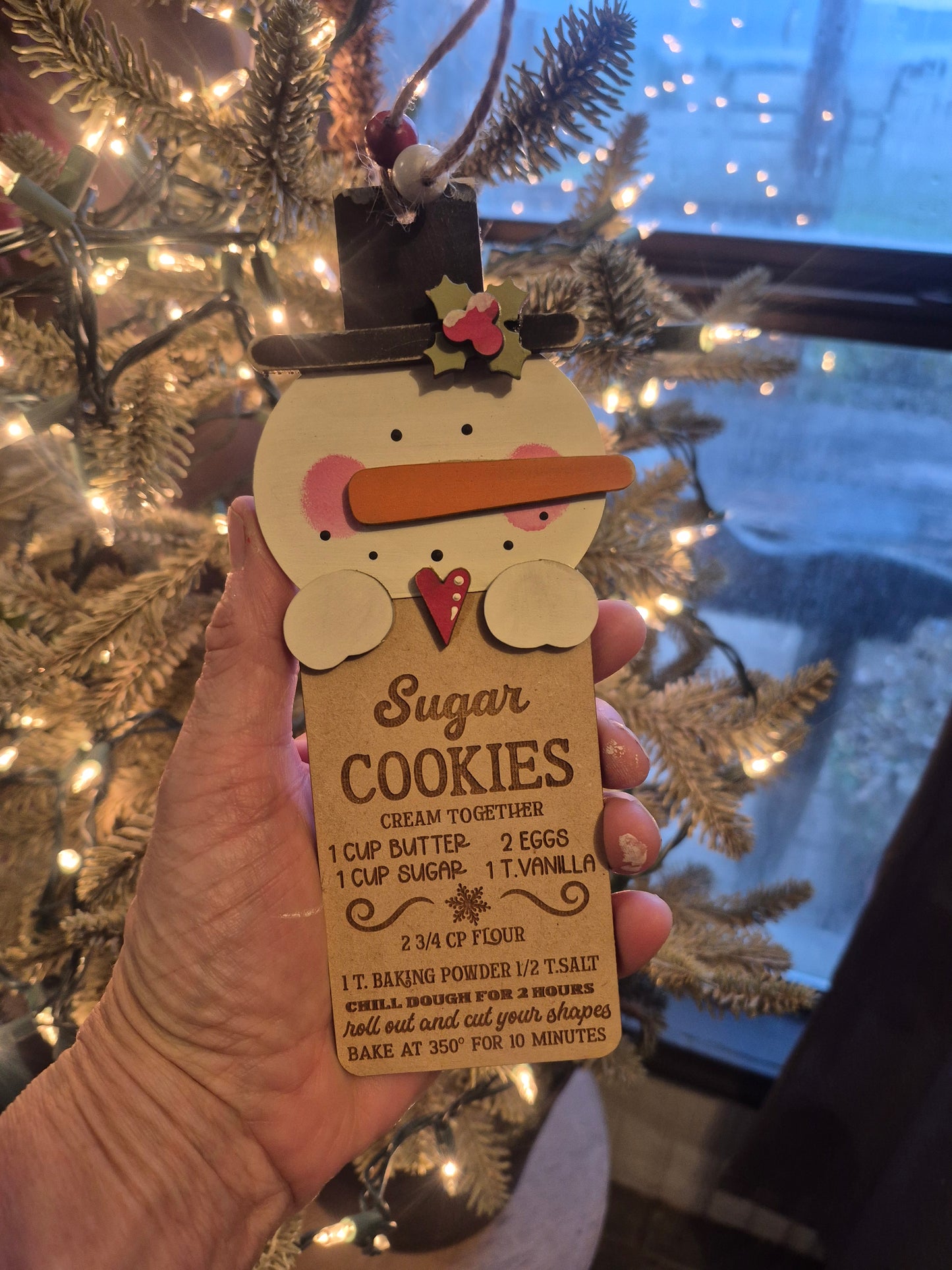 Snowman Sugar Cookies Recipe Ornament Laser SVG