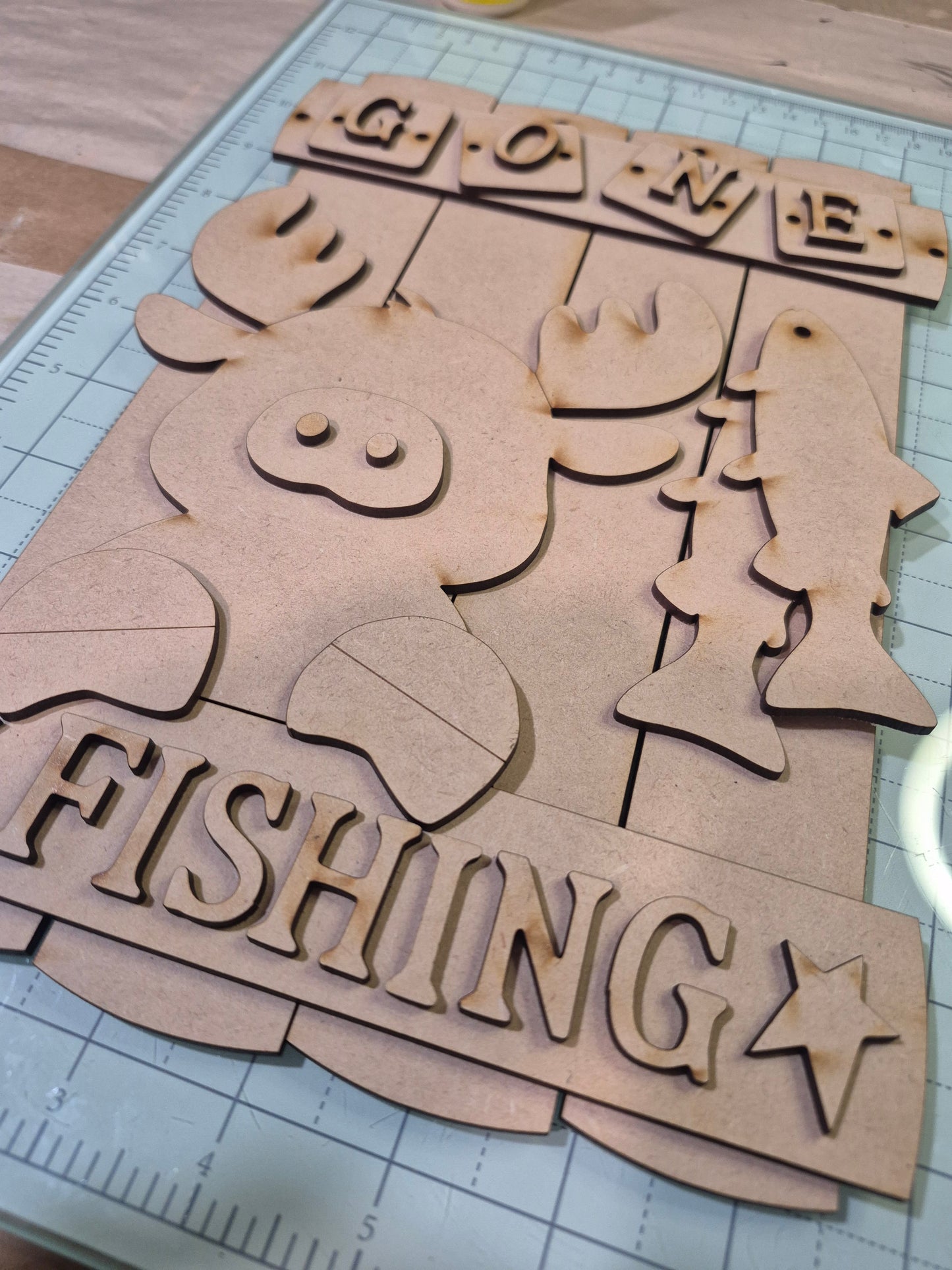 Gone Fishing Moose Sign DIY Wood Kit