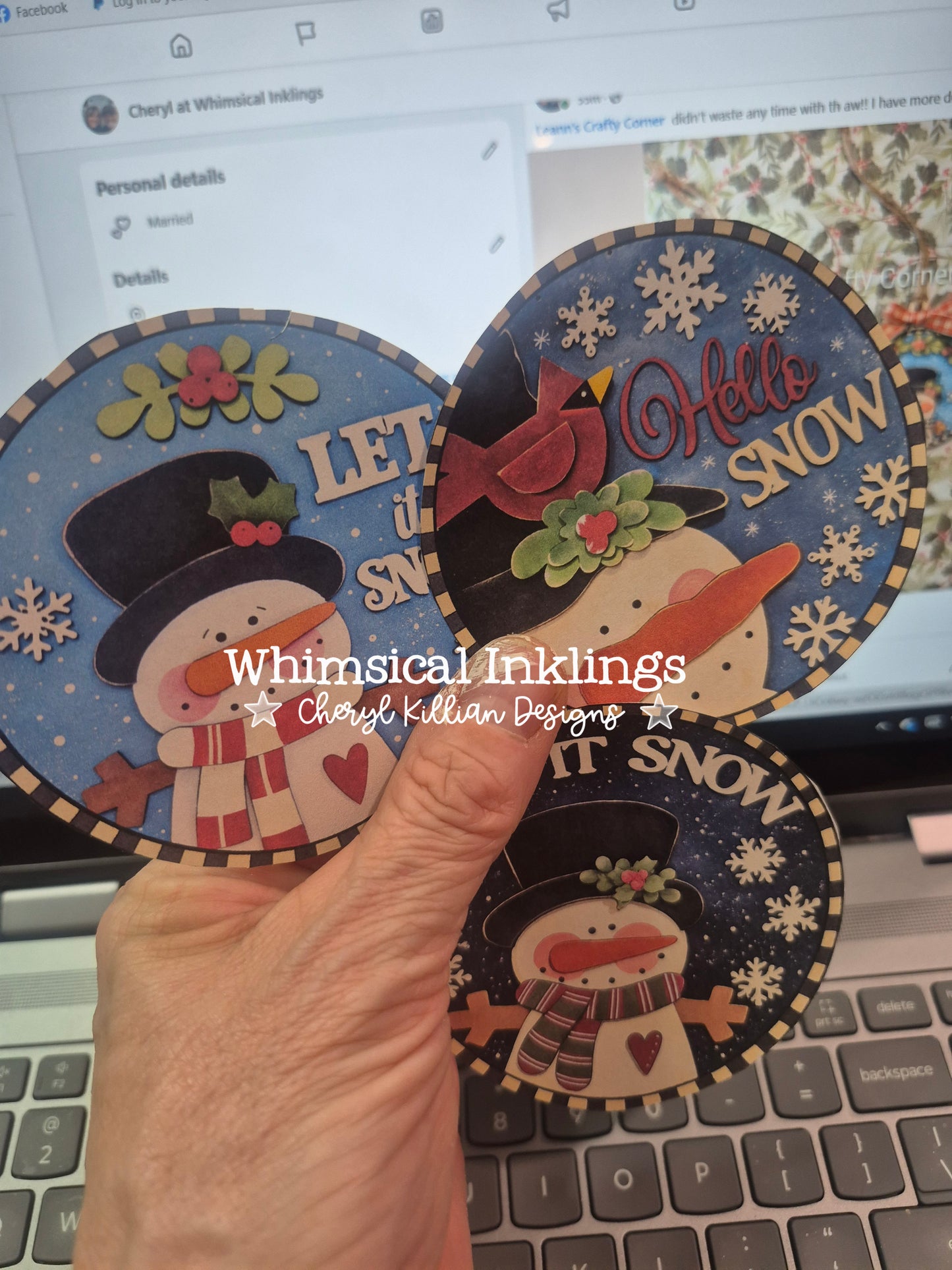 Let It Snow Trio Ornaments Laser SVG and Printables Modge Podge Set| Laser SVG