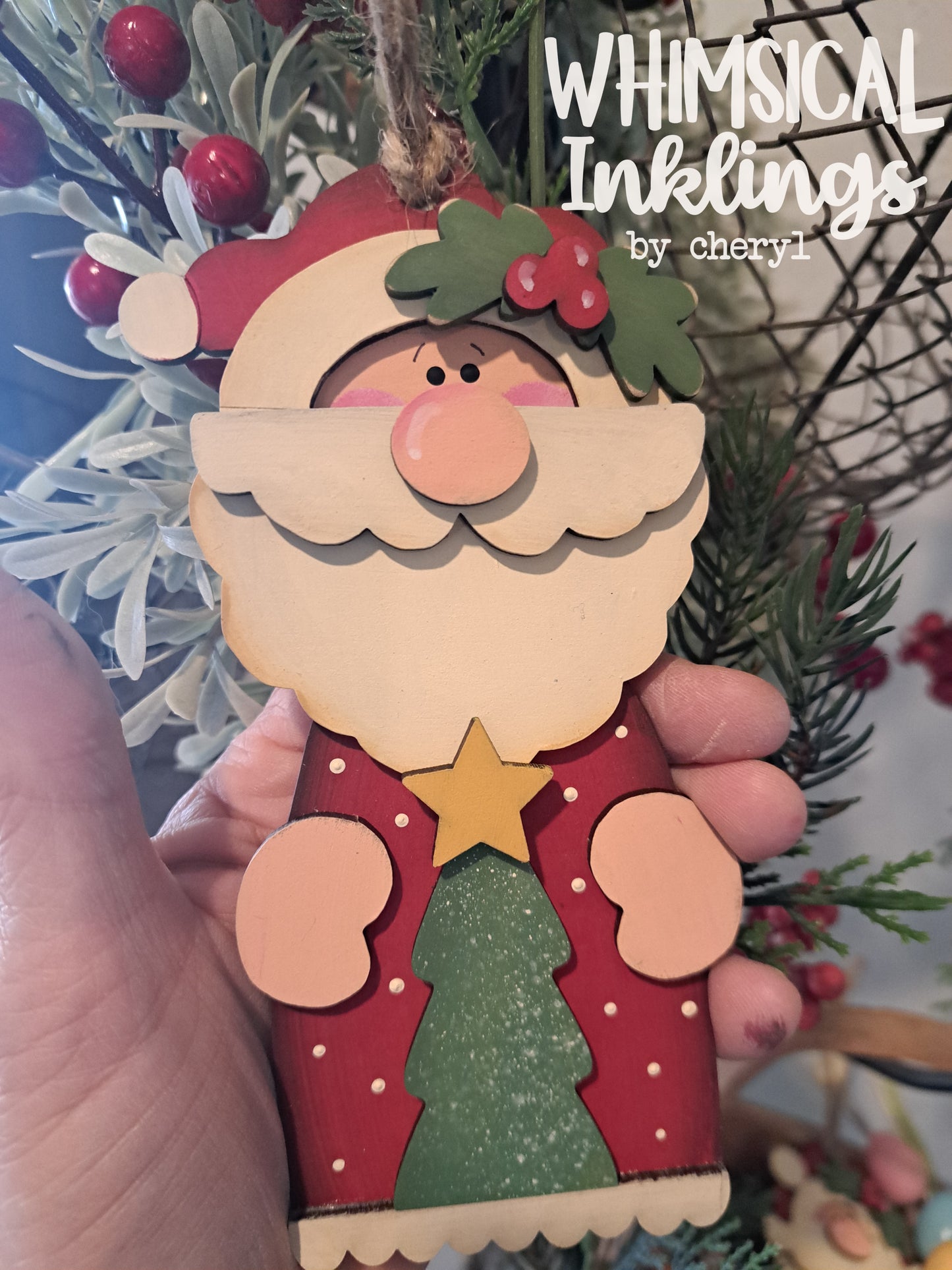 Oh Christmas Tree Santa Ornament DIY Wood Kit