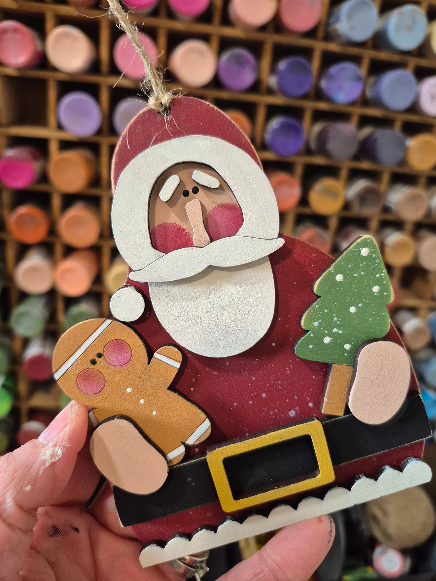 Merry Christmas Prim Santa Sign and Ornament Laser SVG