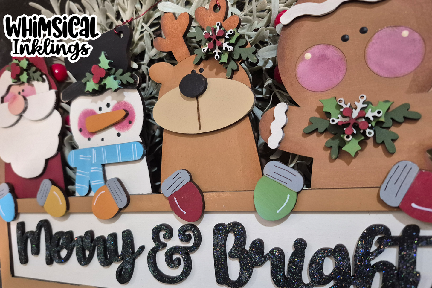 Merry and Bright Bunch Sign Laser SVG