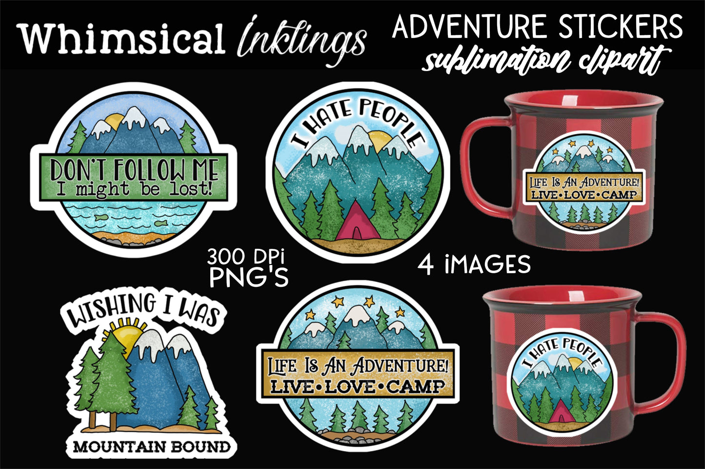 Adventure Sticker Set Sublimation| Nature Sublimation