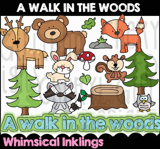 A Walk In The Woods Clipart| Woodland| Animals