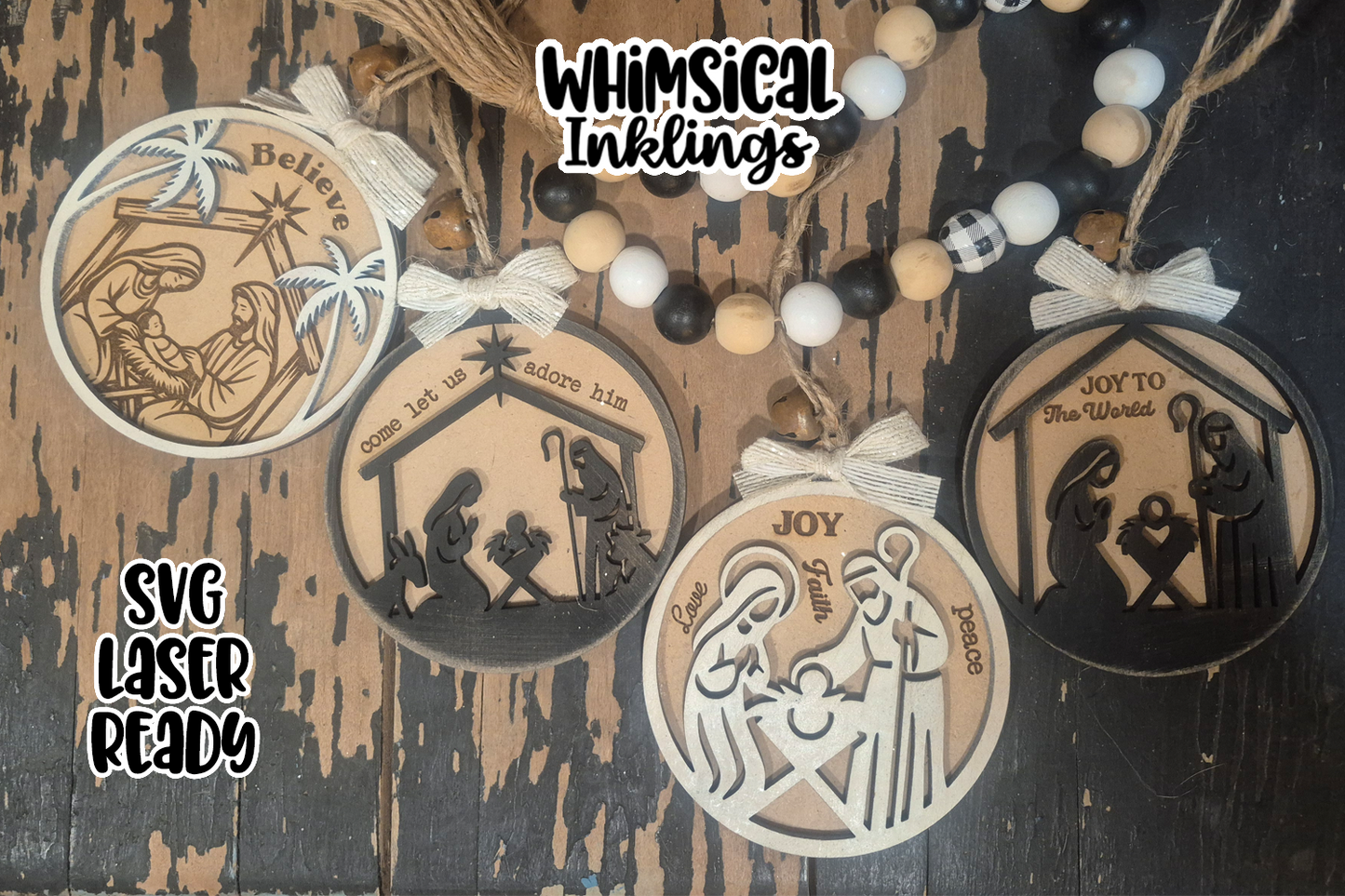 Away In A Manger Ornaments Laser SVG