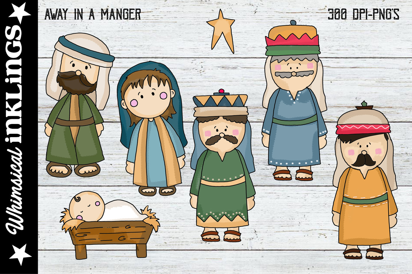 Away In a Manger Sublimation Clipart| Christmas Sublimation