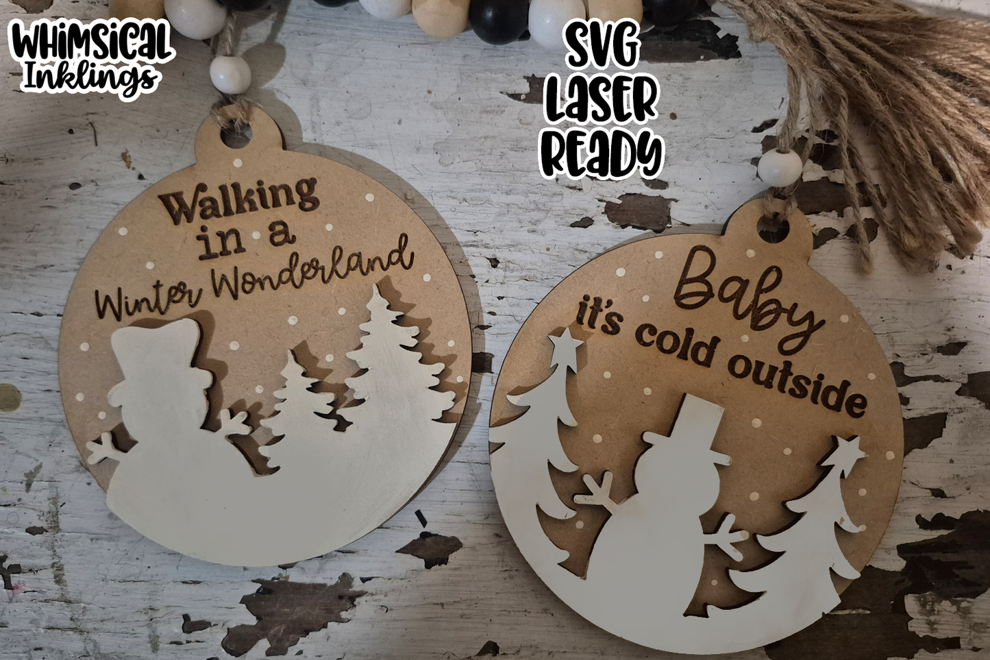 Baby It's Cold Outside Snowman Ornaments Laser SVG