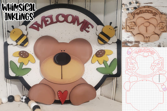 Beary Welcome Sign Laser SVG