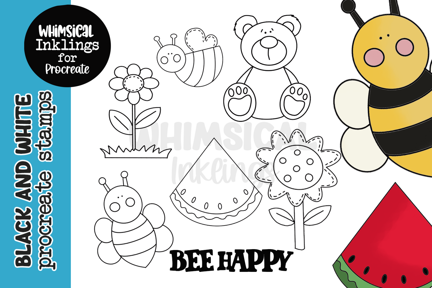 Bee Happy Procreate Stamps