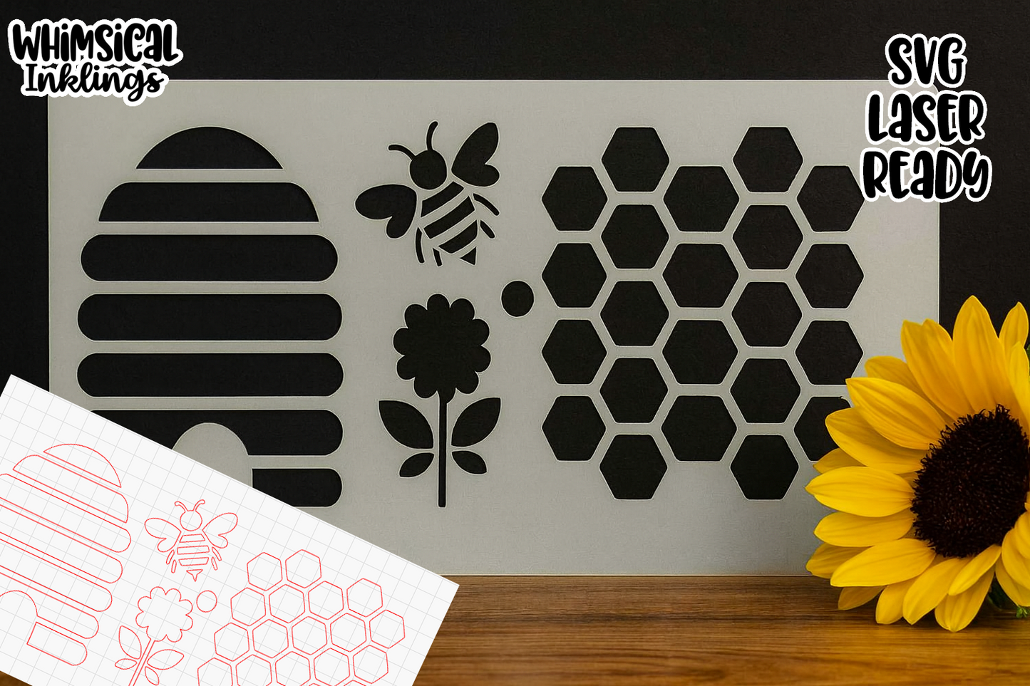 Bee Happy Stencil Laser SVG