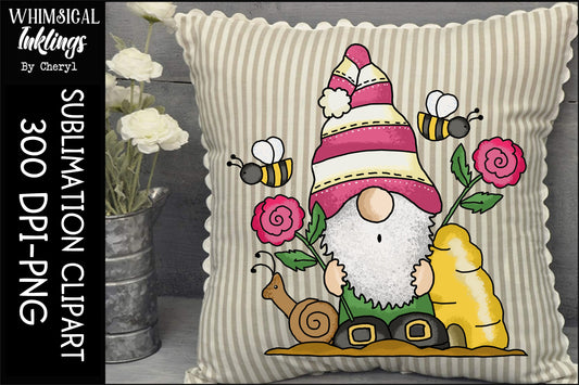 Bee Skep and Roses Gnome Sublimation| Spring Sublimation