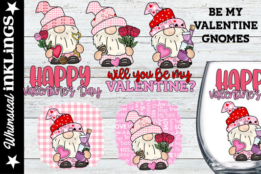 Be My Valentine Gnomes Sublimation Clipart