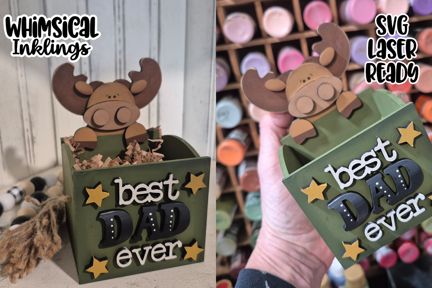 Best Dad Ever Moose Box Laser SVG