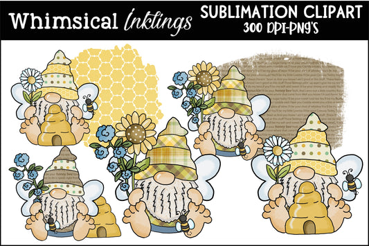 Big Feet Bumble Bee Gnomes Sublimation Clipart| Spring Sublimtion