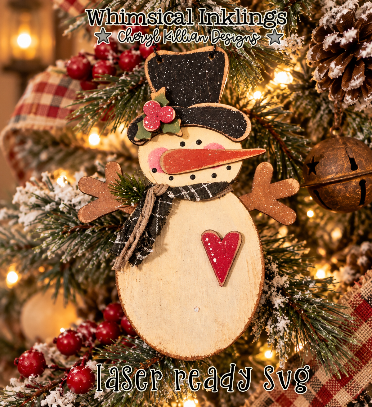 Big Hands Warm Heart Snowman Ornament Laser SVG| Christmas Laser SVG