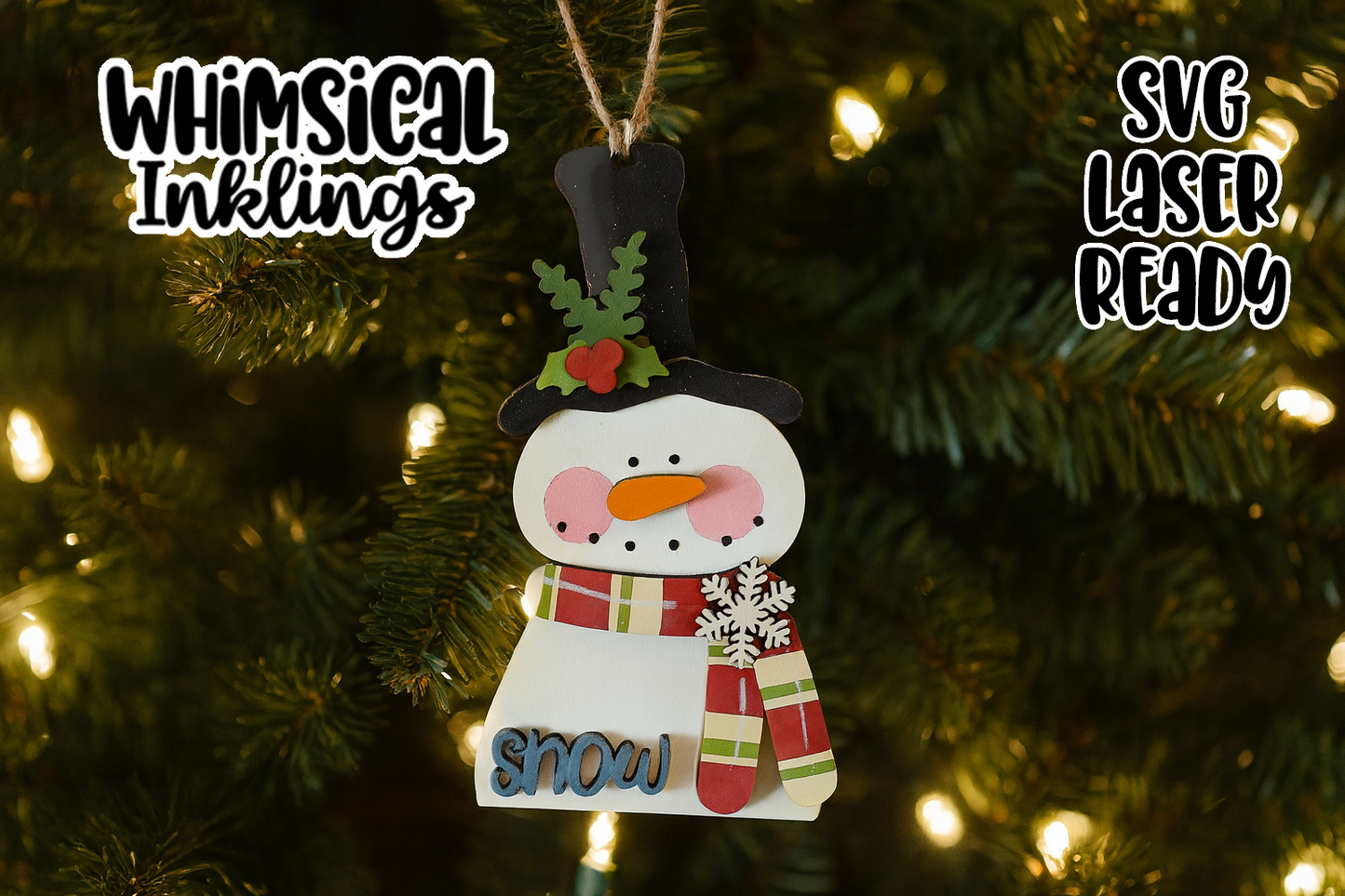 Big Hat Snowman Ornament Laser SVG