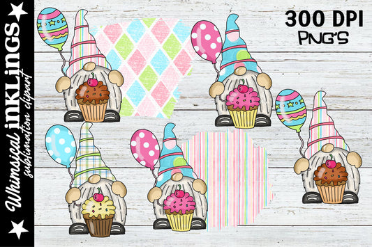 Birthday Cupcake Gnomes Sublimation| Birthday Sublimation