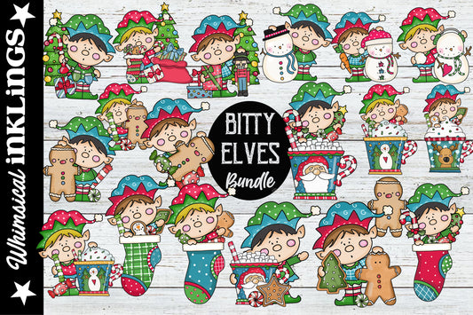 Bitty Elves Sublimation Clipart Bundle| Elf Clipart| Christmas Clipart