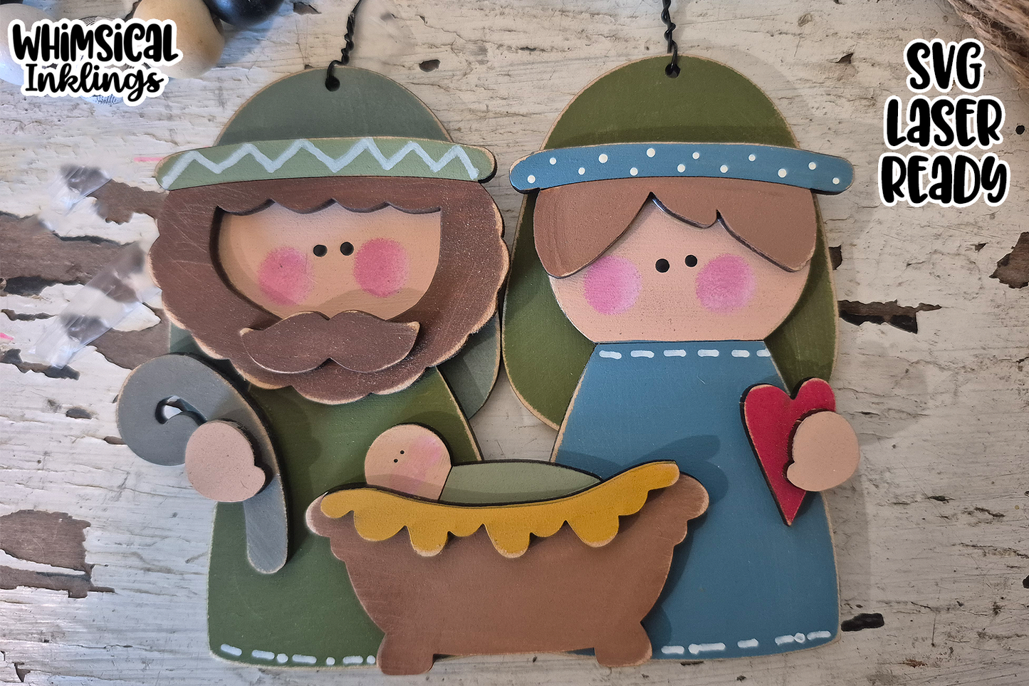 Bitty Nativity Ornament Laser SVG