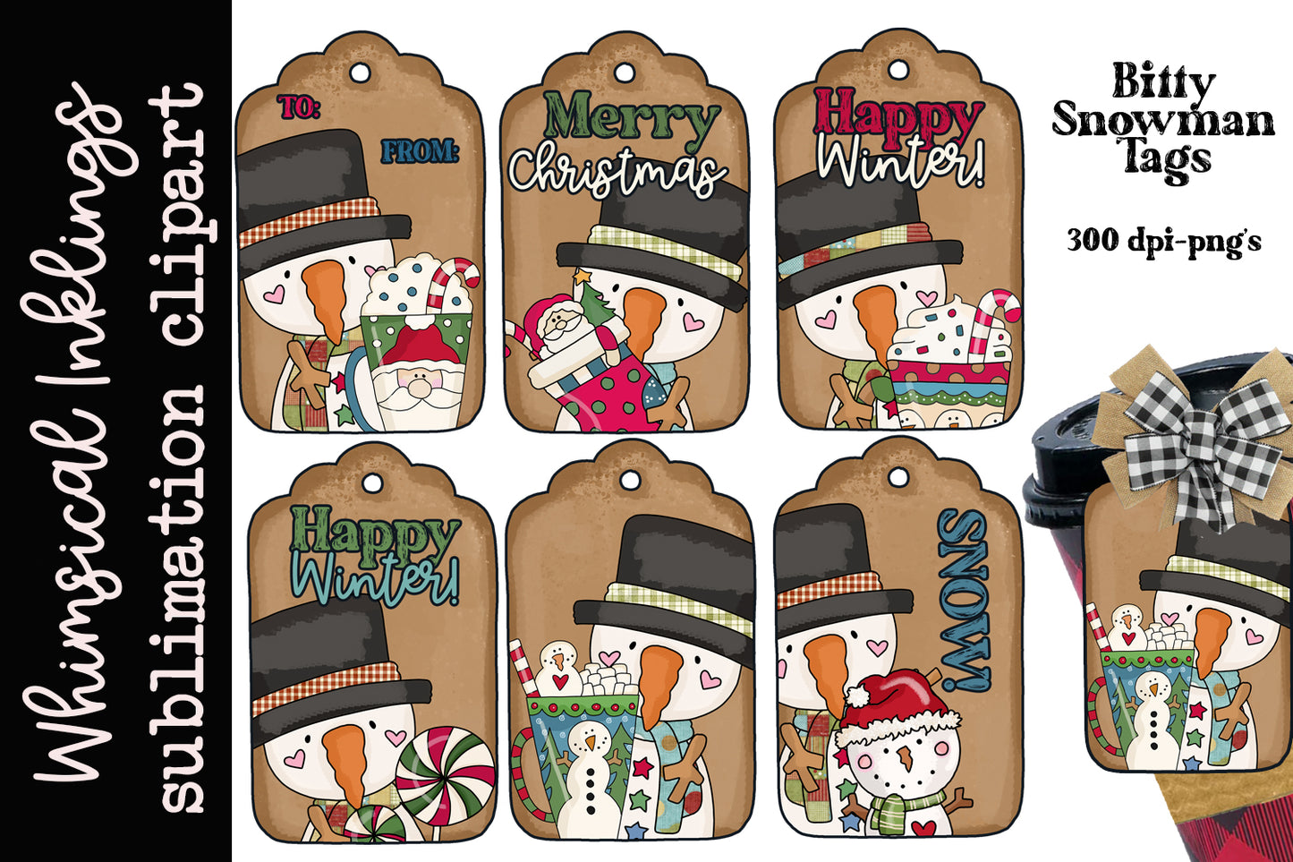 Bitty Snowman Kraft Tags