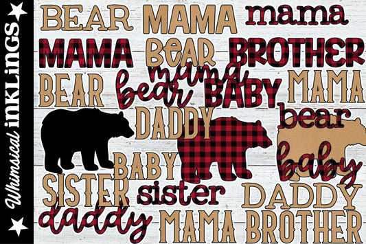 Buffalo Plaid Bear Word Art Set| Nature Sublimation