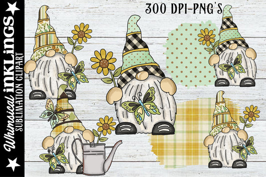 Butterfly Gnomes Sublimation Clipart| Spring Clipart