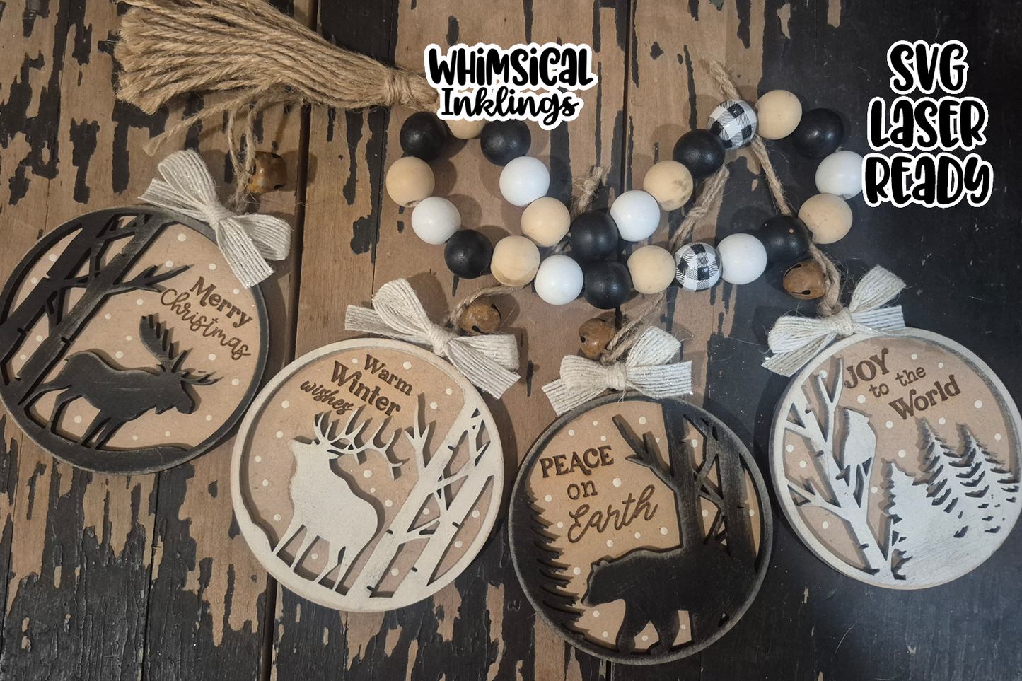 Cabin Christmas Ornaments Laser SVG's| Christmas Ornament Laser SVG