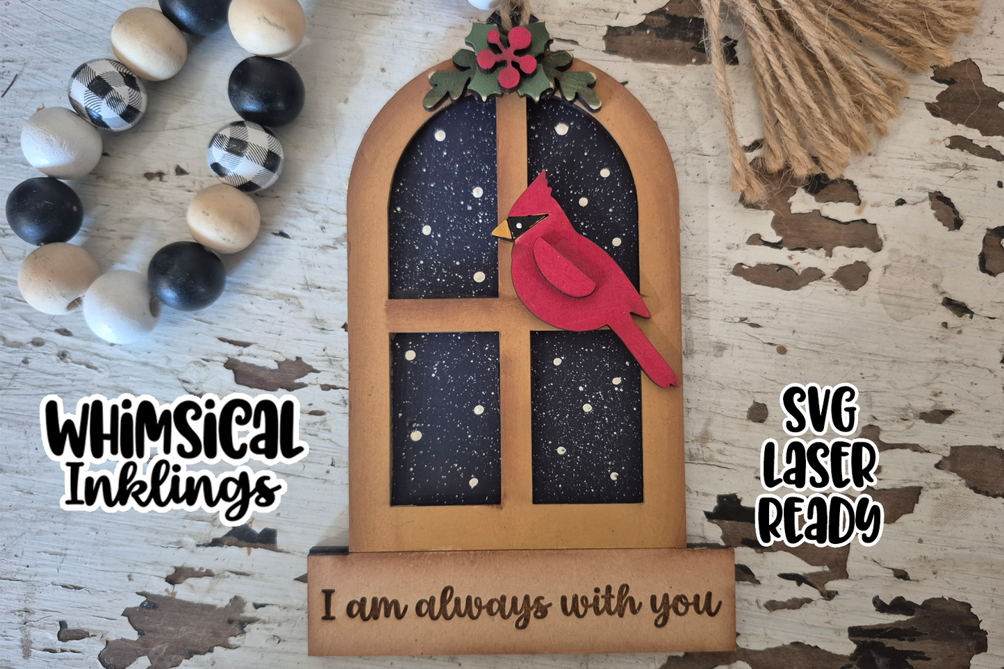 Cardinal Window Ornament Laser SVG