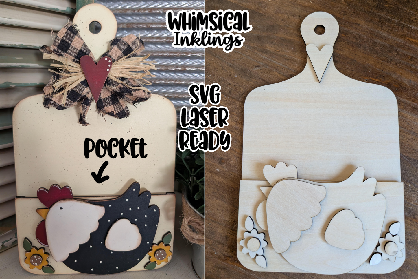 Chicken Bread Board Holder Laser SVG