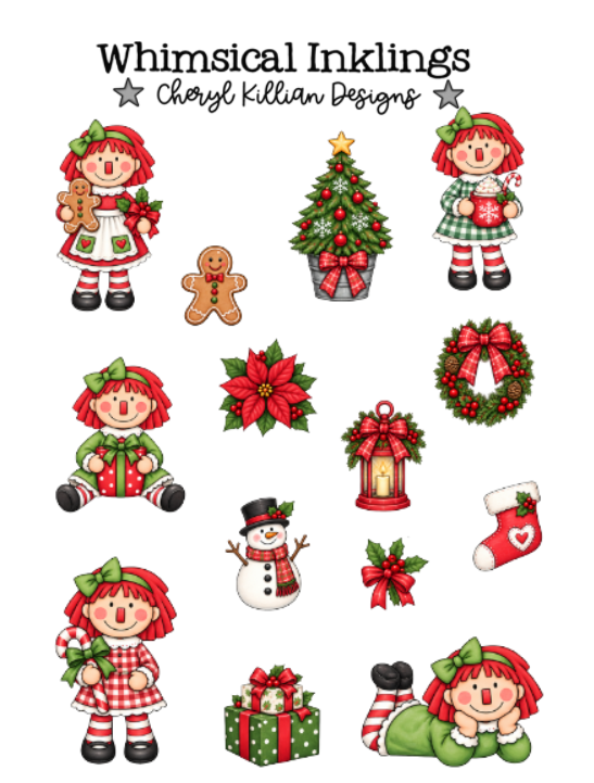 Christmas Annie Sticker Pack| Raggedy Stickers