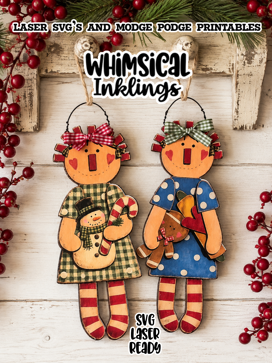 Christmas Annie SVG's and Modge Podge Printables| Laser SVG