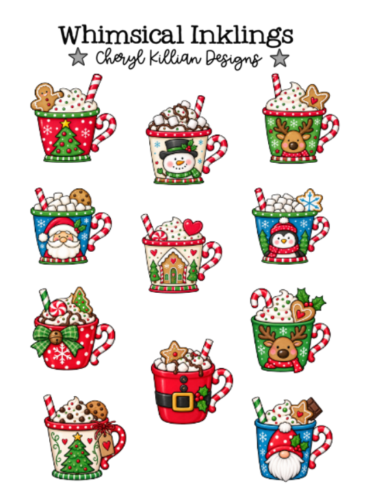 Christmas Cocoa Sticker pack| Cocoa Stickers