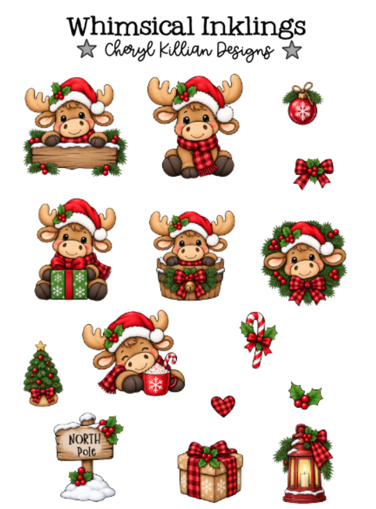 Christmas Moose Sticker Pack| Moose Stickers