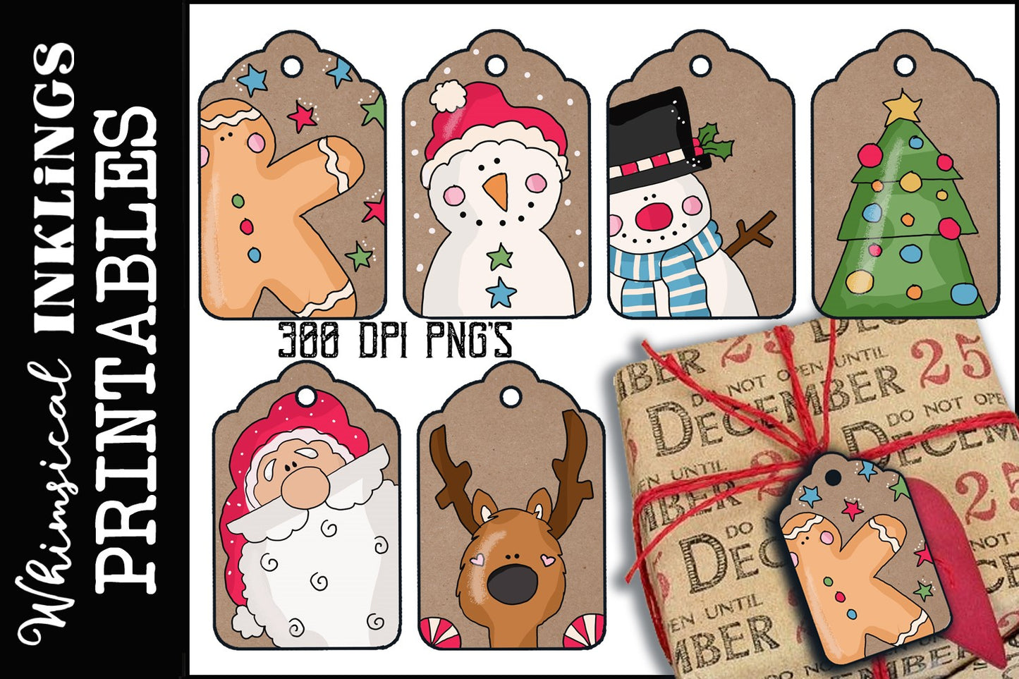 Christmas On Kraft Tags
