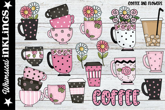 Coffee And Flowers Sublimation Clipart