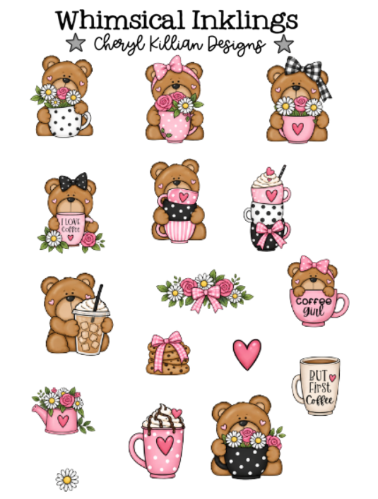 Coffee Bear Sticker Pack| Coffee Stickers