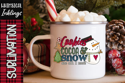 Cookies Cocoa And Snow Sublimation| Winter Sublimation| Christmas Sublimation