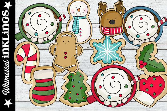 Cookies And Cocoa Sublimation Clipart Elements| Christmas