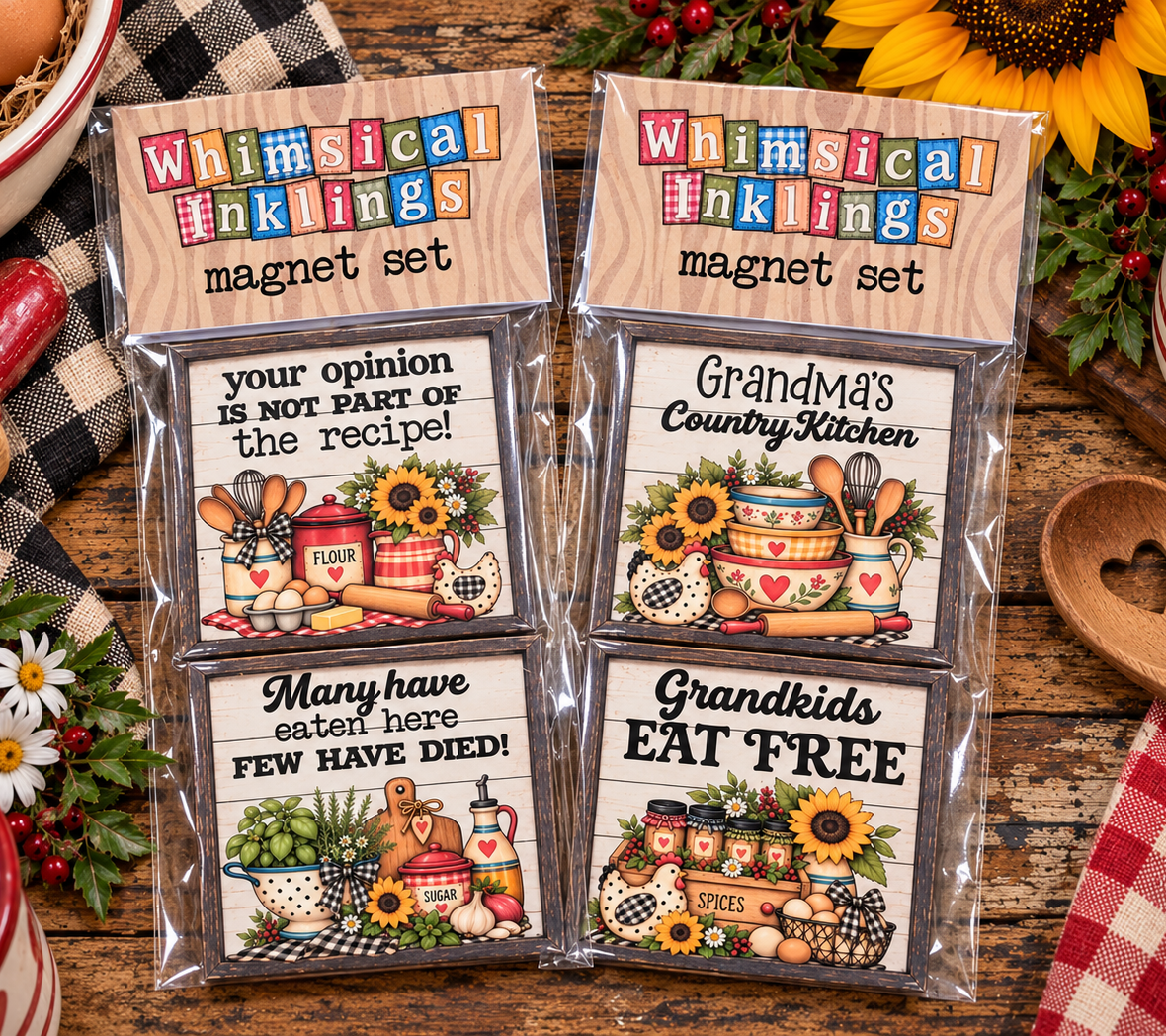 Country Kitchen Magnet Set Laser SVG and Mod Podge Printables
