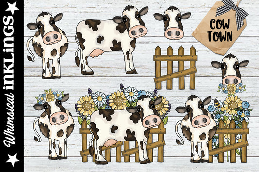 Cow Town Sublimation Clipart| Cow Clipart| farm