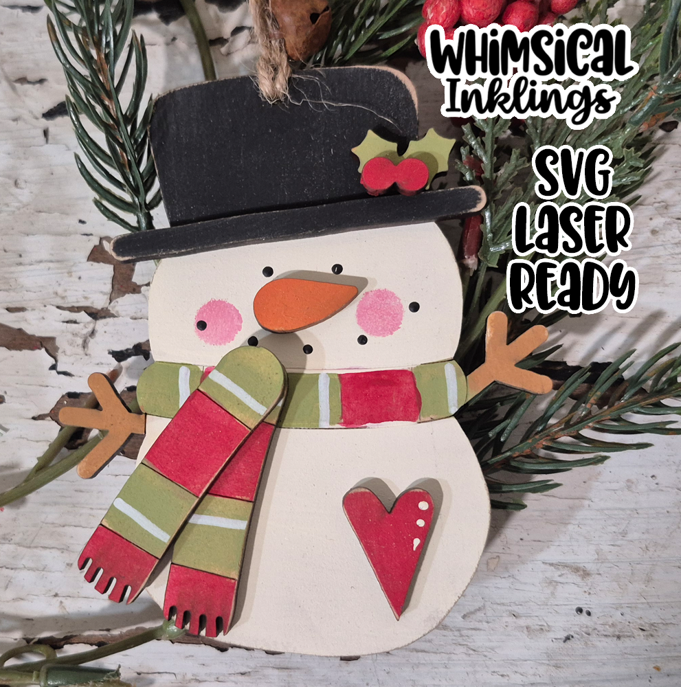 Cozy Snowman Ornament Laser SVG