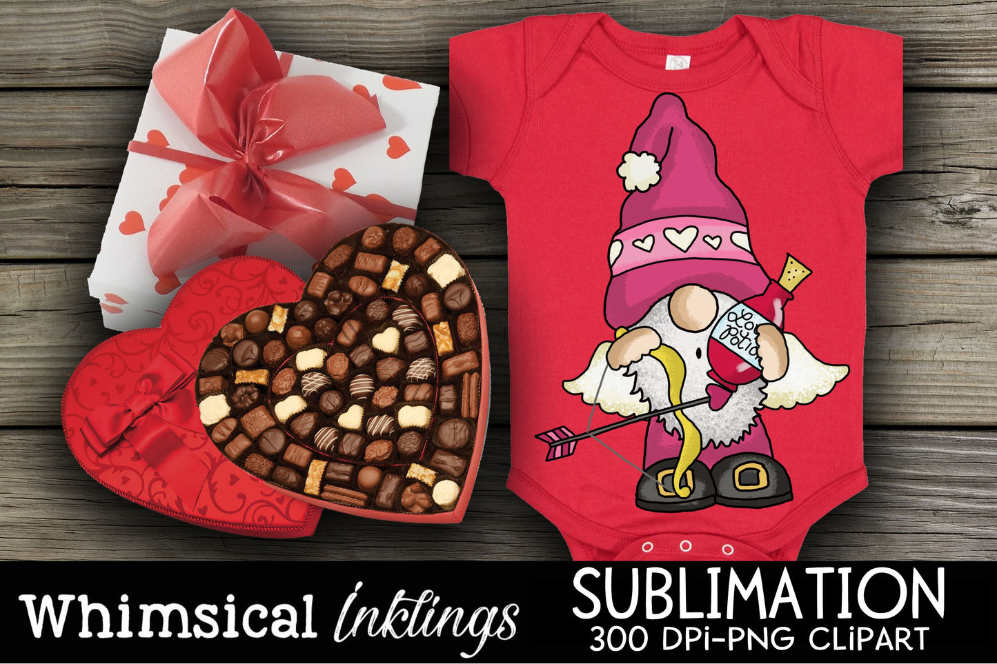 Cupid Gnome Sublimation| Valentines Day Sublimation
