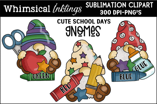 Cute School Day Gnomes Sublimation| Teacher Clipart