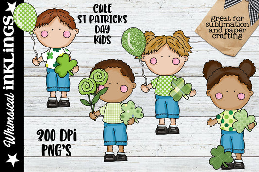 Cute Saint Patrick's Day Kids Sublimation Clipart