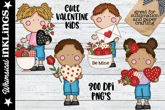 Cute valentines Day Kids Sublimation Clipart