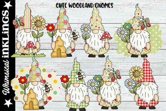 Cute Woodland Gnomes Sublimation Clipart