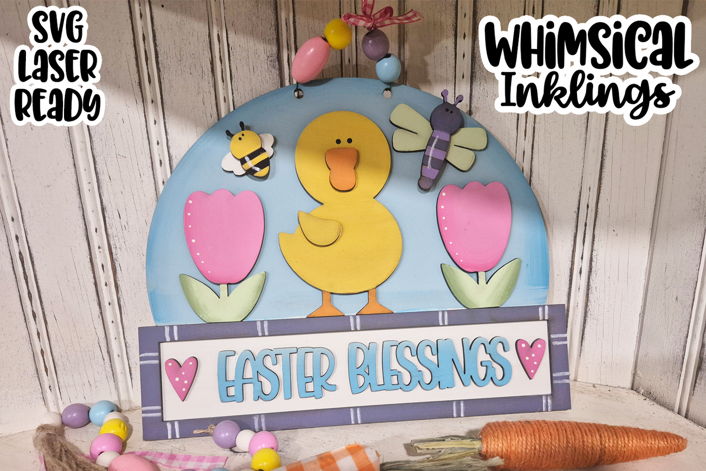 Easter Blessings Sign Laser SVG