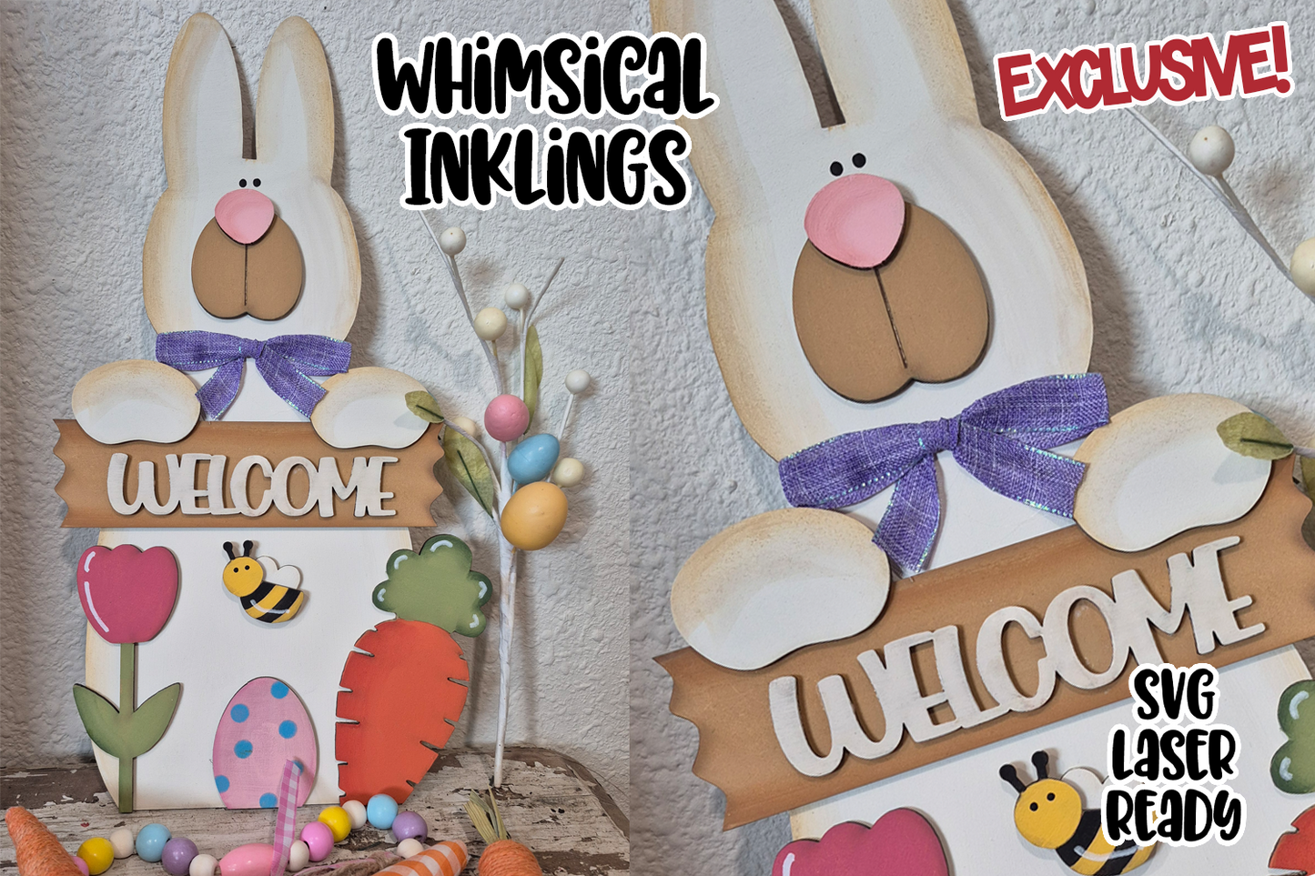 Easter Bunny Porch Leaner Laser SVG